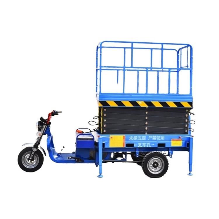 Mobile Tricycle Electric Hydraulic Lift 500kg Scissor Lift Platform 10m Elevating Work Platform