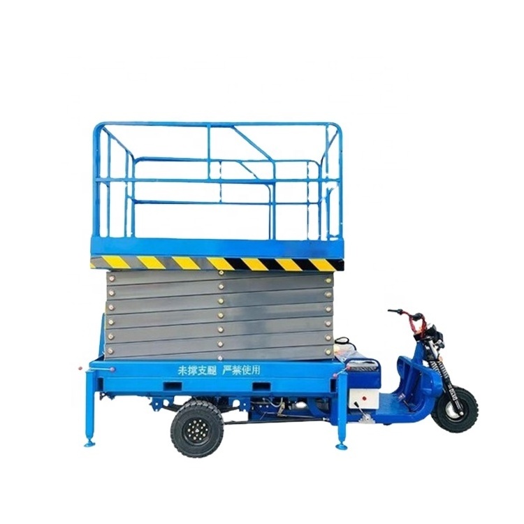 Mobile Tricycle Electric Hydraulic Lift 500kg Scissor Lift Platform 10m Elevating Work Platform