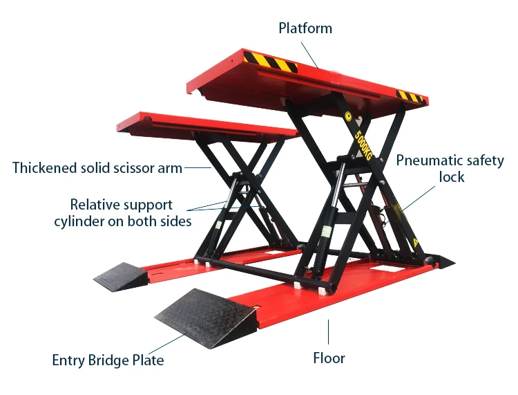 Workshop Equipment Used Hydraulic 1.4m Car Lifter Price 4000kg Auto Scissor Lift car for sale