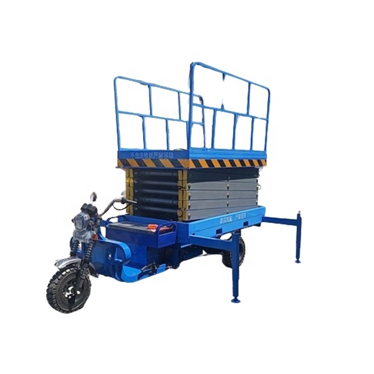 Mobile Tricycle Electric Hydraulic Lift 500kg Scissor Lift Platform 10m Elevating Work Platform