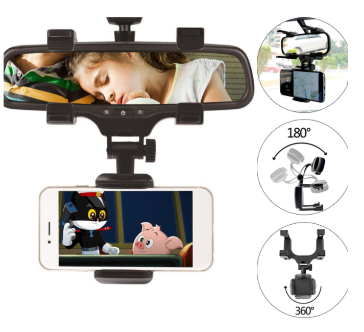 360 degree rotation Car Rearview Mirror phone Mount Holder smartphone Cradle For Cell Phone GPS Navigation