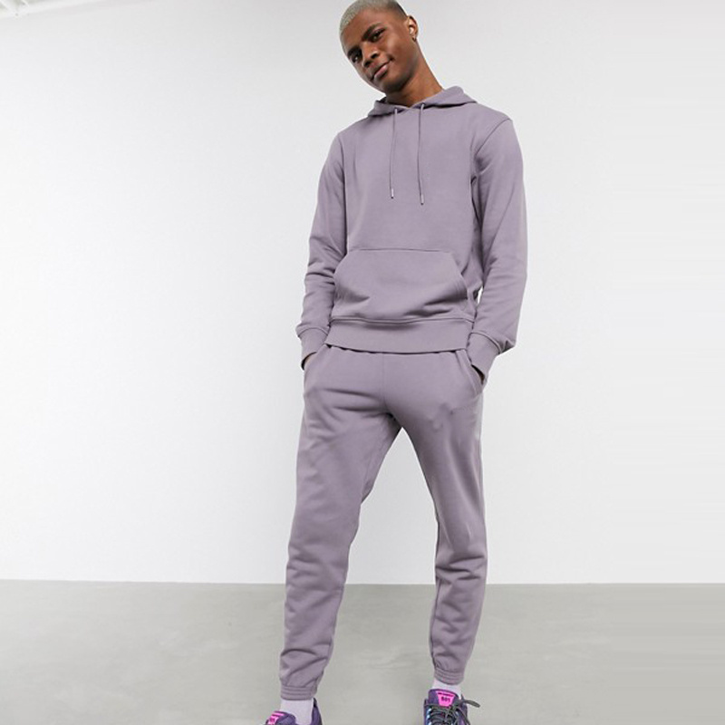 OEM Service Sportswear Hoodie Plain purple Tracksuits For Men