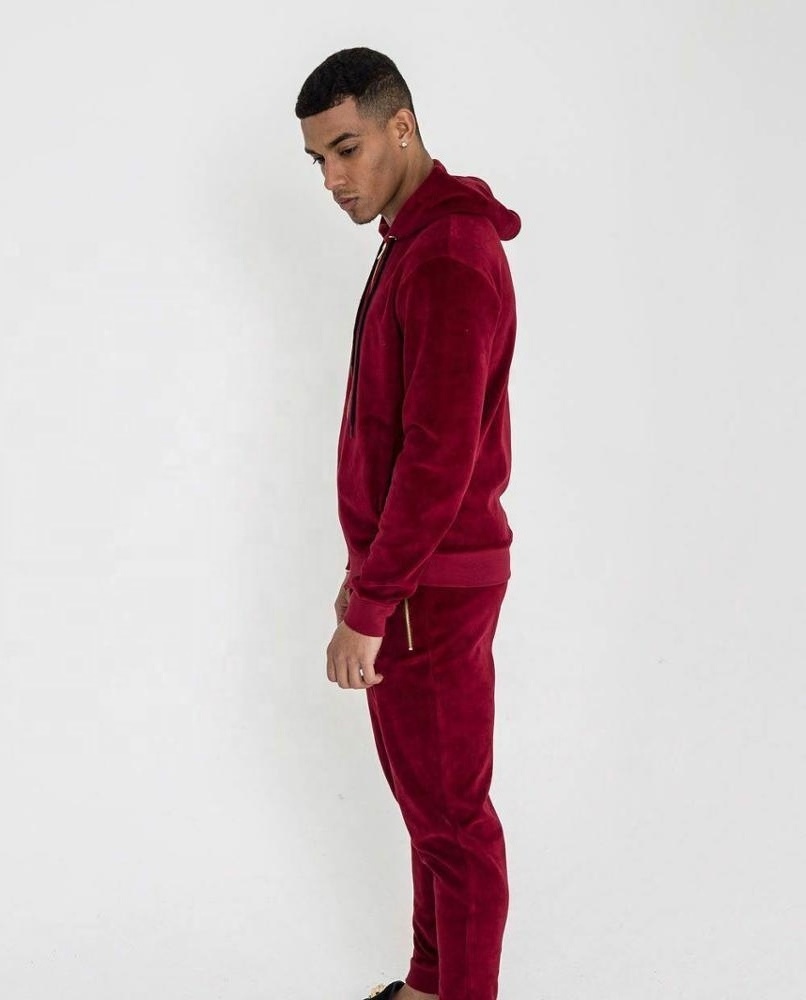 Men custom blank 2 piece velvet tracksuits sets wholesale custom logo latest design slim fit velour tracksuits for men