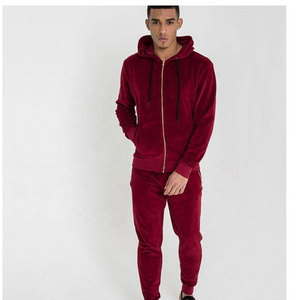 Men custom blank 2 piece velvet tracksuits sets wholesale custom logo latest design slim fit velour tracksuits for men