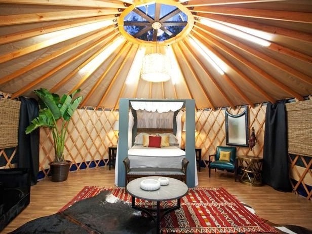 Luxury Glamping Wooden Yurt Camping Tent For Sale