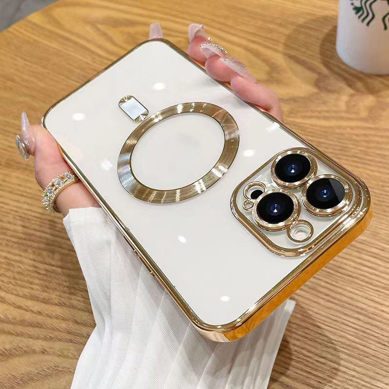 Luxury clear magnetic case for iPhone 14 Pro Max magnet case support wireless charging phone cases for iPhone 15 11 12 13