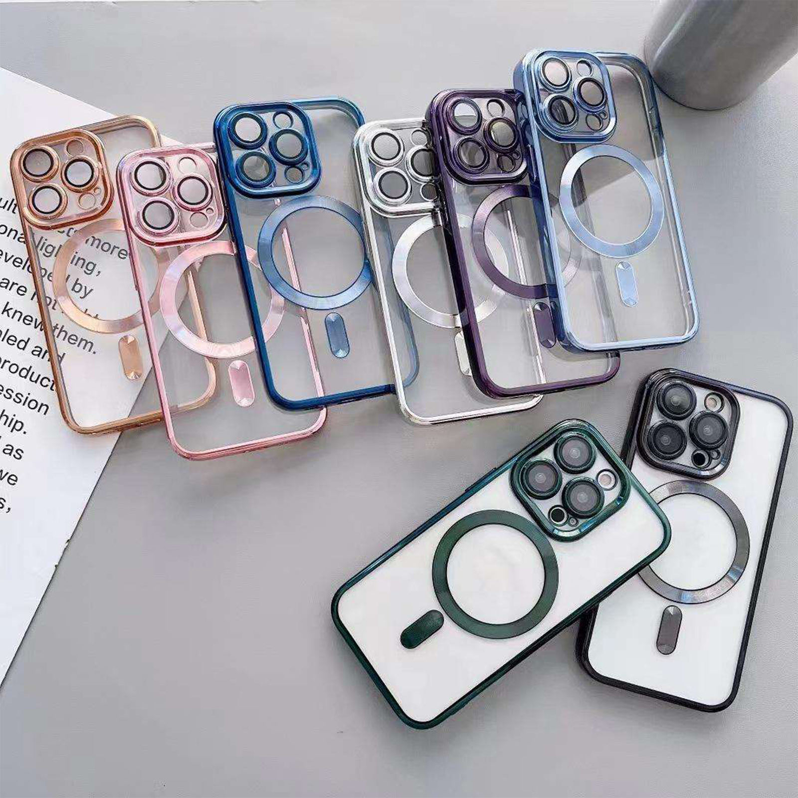 Luxury clear magnetic case for iPhone 14 Pro Max magnet case support wireless charging phone cases for iPhone 15 11 12 13