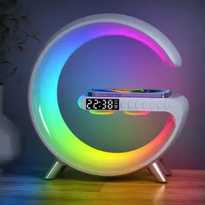 Night Light LED Atmosphere Lamp Table Wireless Charger fast Charging with App Control Blue tooth Speaker Alarm Clock for Bedroom