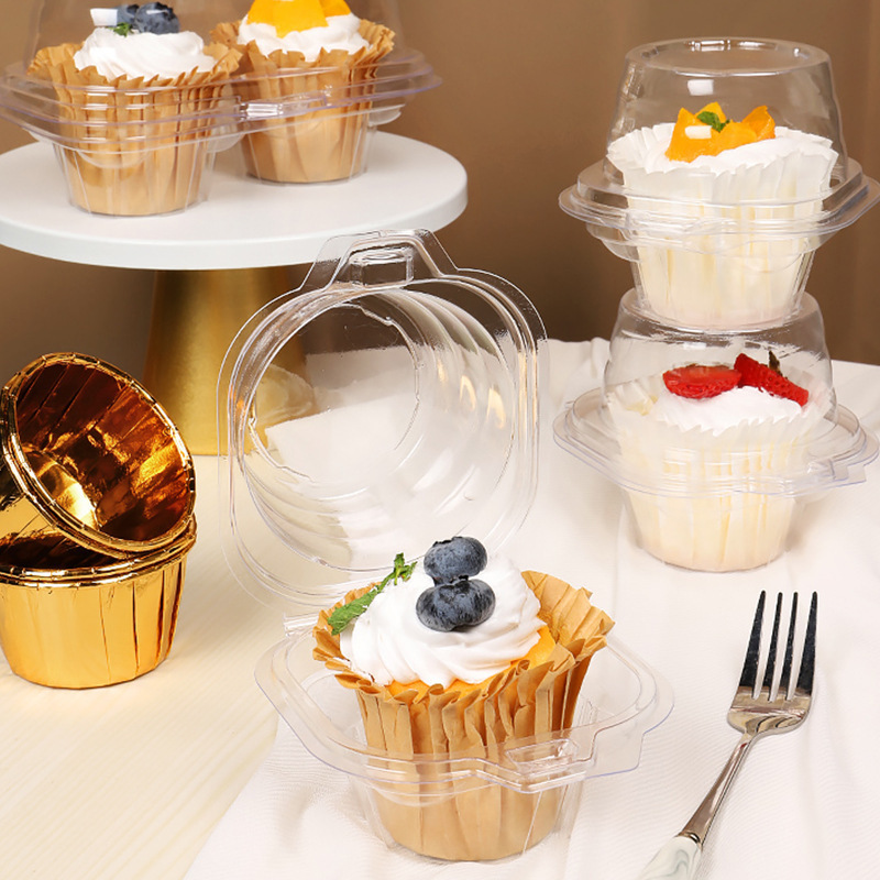 IMEE Recyclable Food Grade PET Individual Cupcake Containers Plastic Cupcake Boxes Holders Stackable Cupcake Carrier