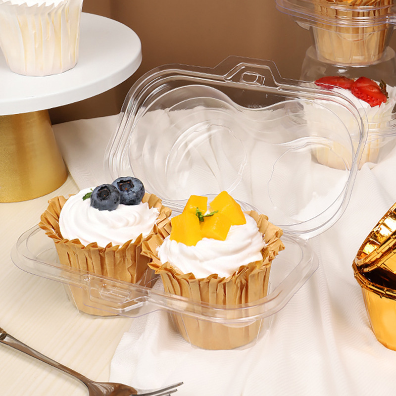 IMEE Recyclable Food Grade PET Individual Cupcake Containers Plastic Cupcake Boxes Holders Stackable Cupcake Carrier