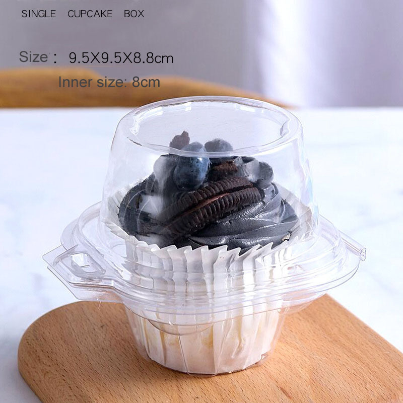 IMEE Recyclable Food Grade PET Individual Cupcake Containers Plastic Cupcake Boxes Holders Stackable Cupcake Carrier