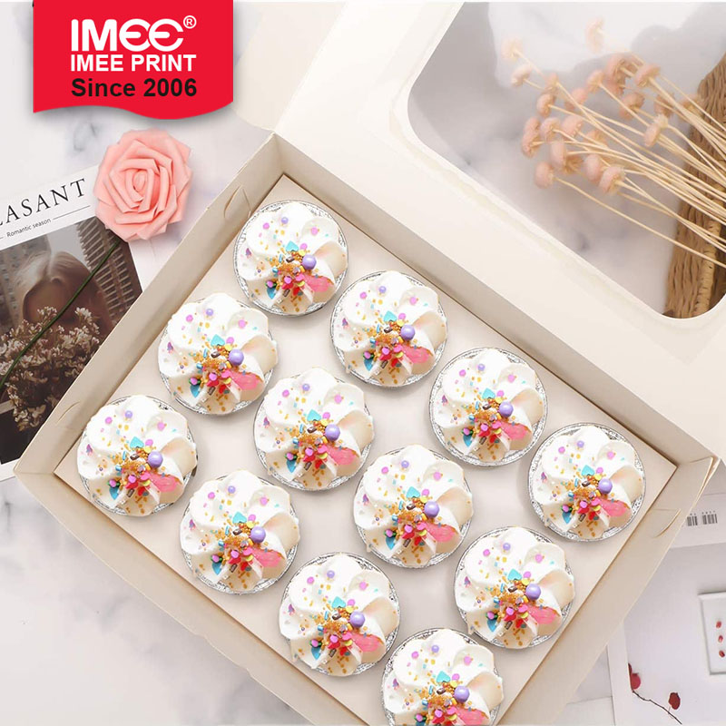 IMEE 4 6 12 Holes Egg Tart Box White Disposable Bakery Paper Cupcake Box Carrier Party Muffin Cake Box with Clear Window