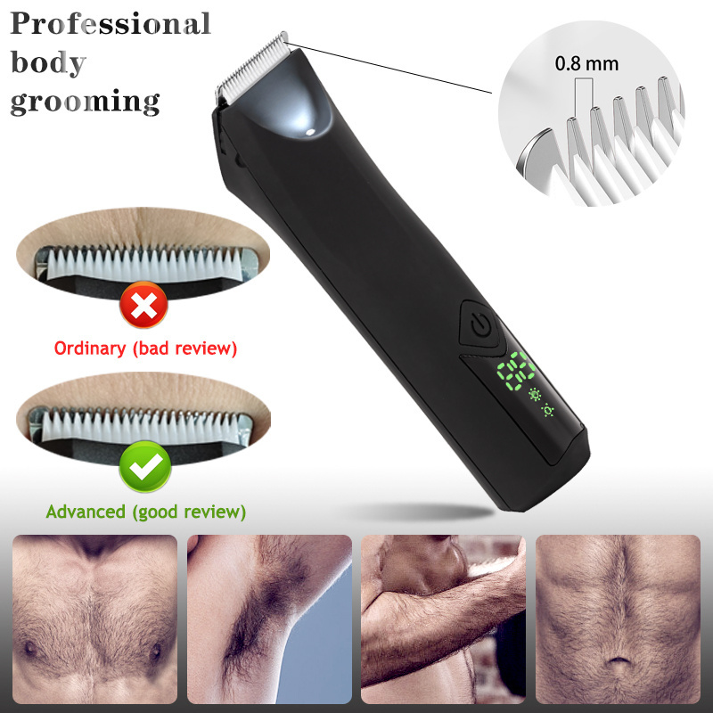 Free Sample Skin Safe Hair Clipper USB Chargeable Waterproof LED Light Electric Shaver Trimmer Men Body Groomers Trimmer Clipper