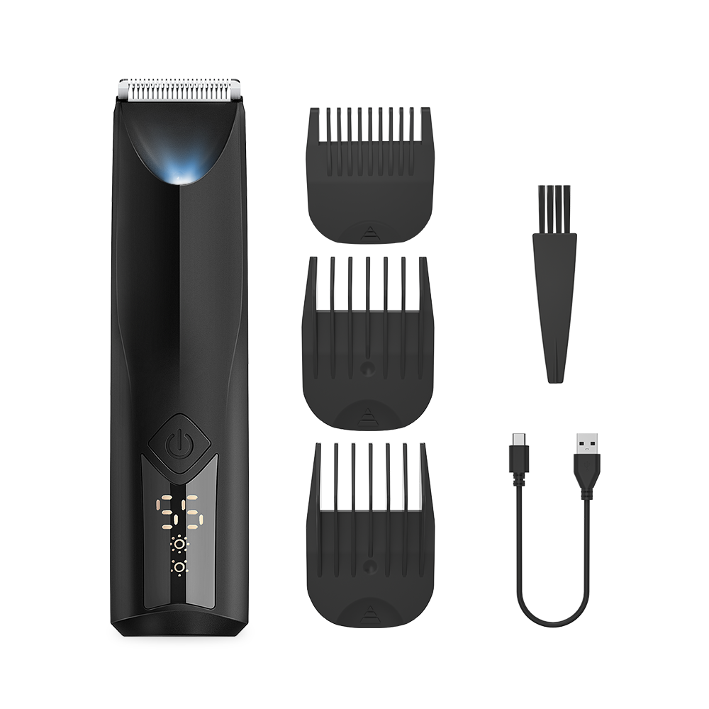 USB-C Charging Electric Clipper Razor Shavers IPX7 Waterproof Ball Trimmer w/Light & Ceramic Blade Groin Hair Trimmer for Men