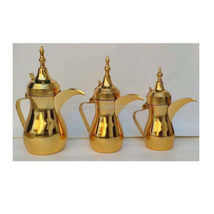 SET OF 3 ARABIC DALLAH TEA COFFEE POT SET HIGH QUALITY AND BEST MANUFACTURING IN WHOLE SALE PRICE TOP SELLING METAL COFFEE POT