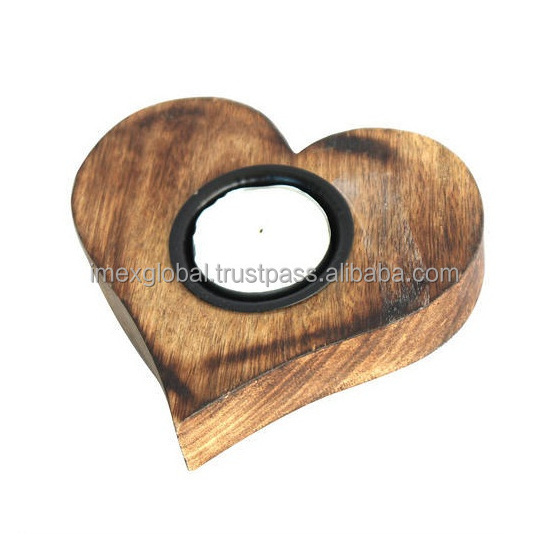 Wood Candle Holders Tea light Centerpiece Heart shaped Decor Wood Candle Holders Set Wood Candle Holders Tea light