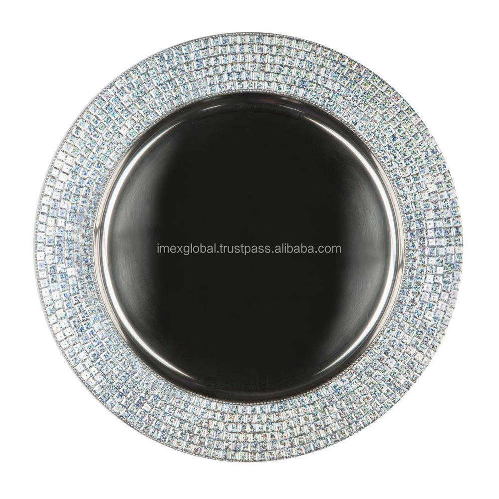 DESIGNER MOSAIC  BORDER CHARGER PLATE HIGH QUALITY AND BEST MANUFACTURING IN WHOLE SALE PRICE TOP SELLING METAL CHARGER PLATE