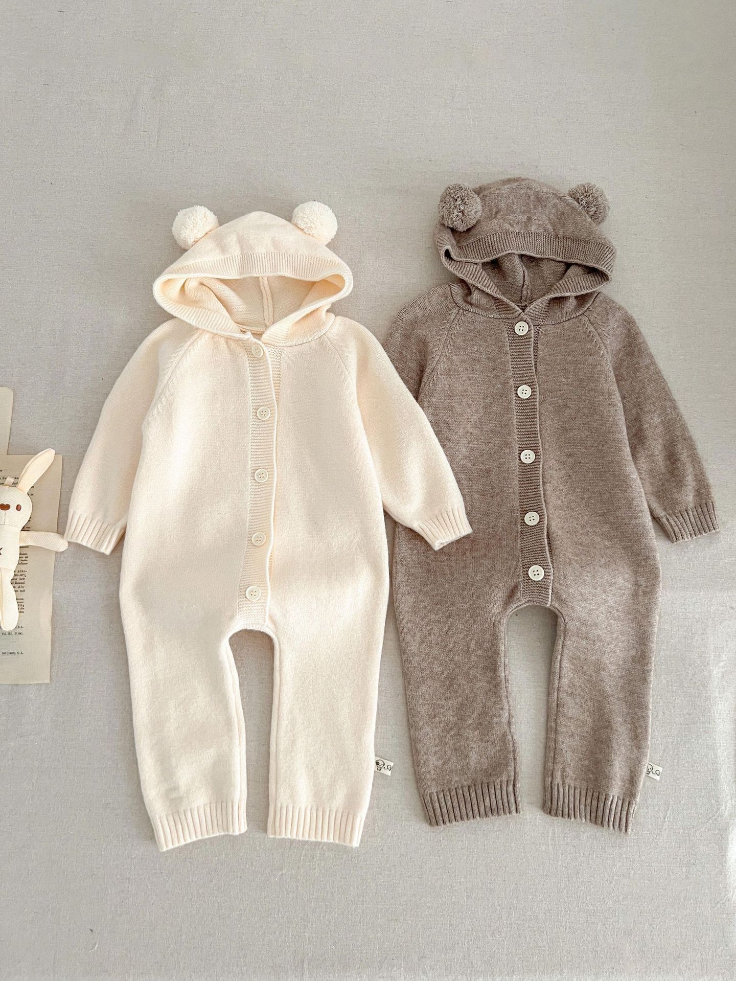 Unisex 100% Cotton Adorable Baby Bunny Romper Bunny Jumpsuit