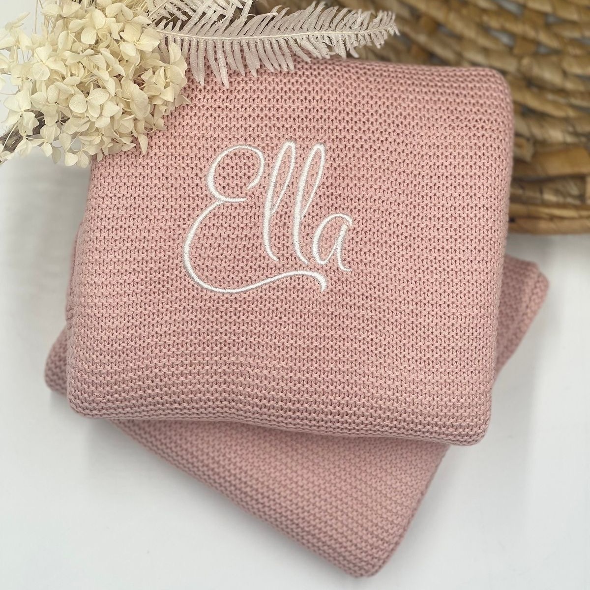 Monogrammed Newborn Baby Gift Soft Cotton Personalized Knit Baby Blanket Embroidery Gift for Baby Shower Stroller Blanket