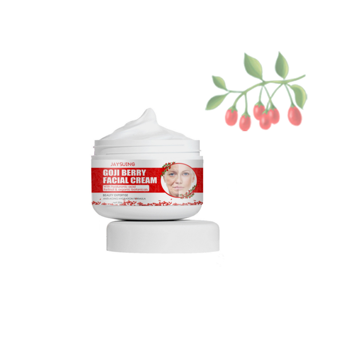 Goji Berry Fragrance Free Facial Cream improve Tone Face Cream Hyaluronic Acid Moisturizing Anti aging Firming Goji Berry Cream