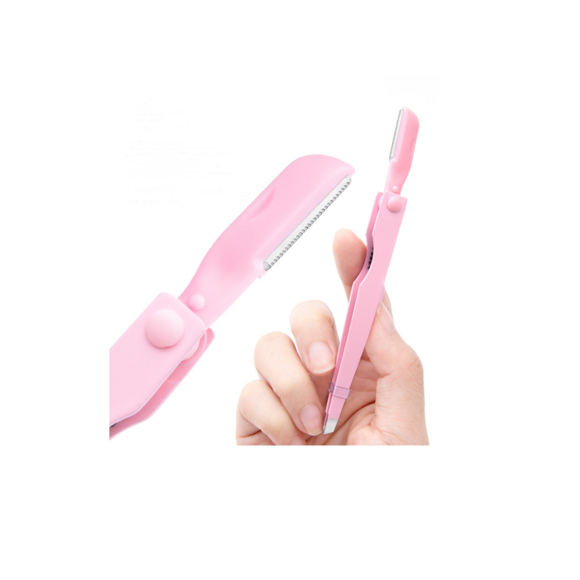 Custom Logo Portable Stainless Steel Eyelash Comb Trimmer And Tweezers Foldable Sharp-Edged Eyebrow Scissors Makeup Tools