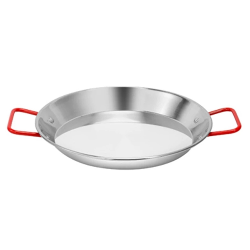 Stainless Steel Paella Pan Spanish Seafood Frying Pot Non-Stick Frying Pot Kitchen Fried Chicken Fruit Plate Cooking Tool 24cm