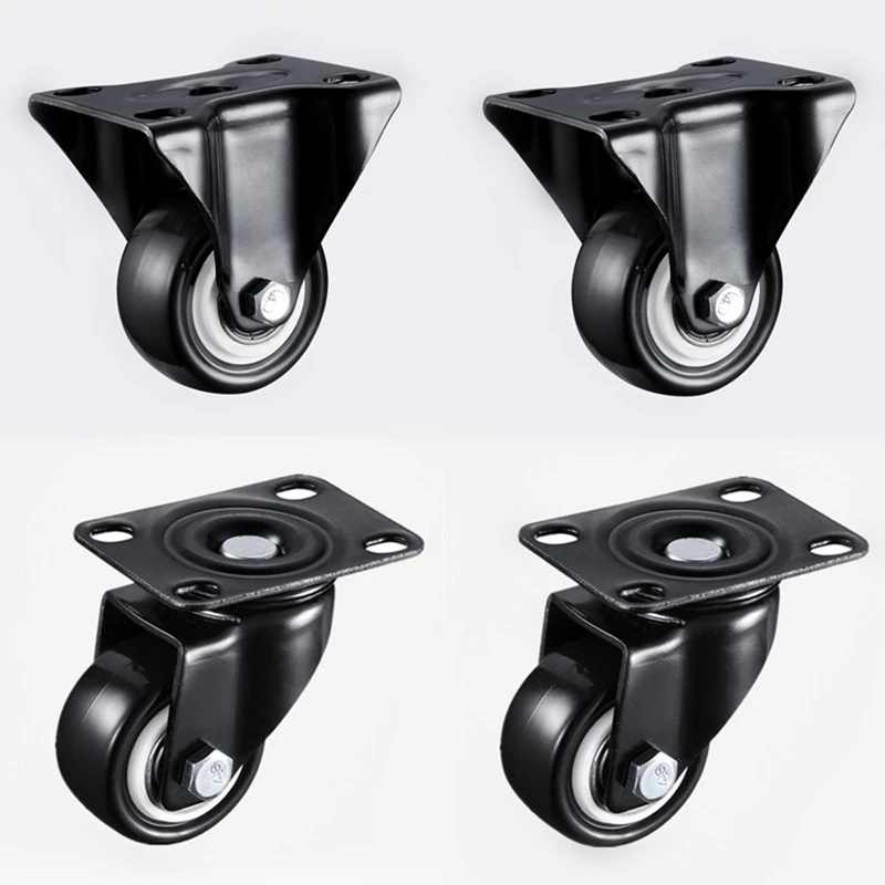 4pcs 1.5 inches 41mm Heavy Duty 180kg Black Swivel Castor Wheels Trolley Furniture Caster Rubber Black Swiveling Moving Caster