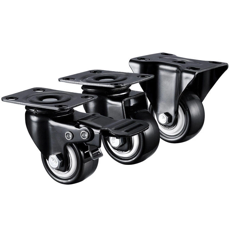 4pcs 1.5 inches 41mm Heavy Duty 180kg Black Swivel Castor Wheels Trolley Furniture Caster Rubber Black Swiveling Moving Caster