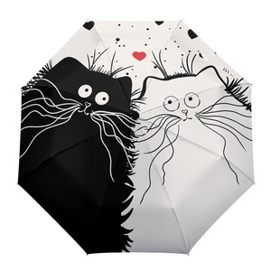 Outdoor Travel Sun Three Folding Umbrellas Animal Umbrella Cat Automatic Pet Dog Umbrella Rain Windproof 8 Ribs Gift Parasol