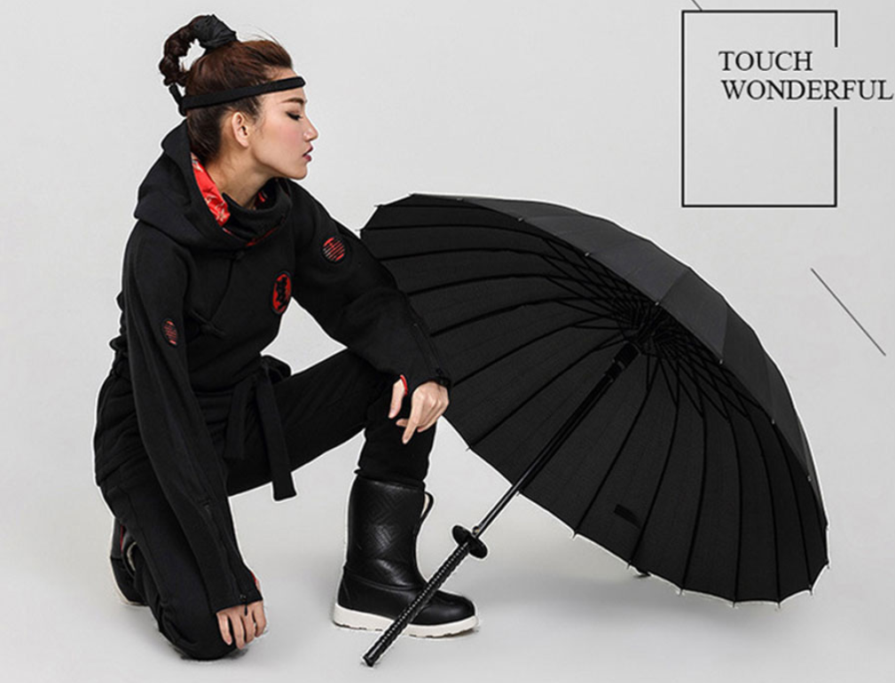 Japanese Samurai Umbrella Strong Windproof Semi Automatic Long Umbrella Large Man Adults Japan Business Umbrellas Men's Paraguas