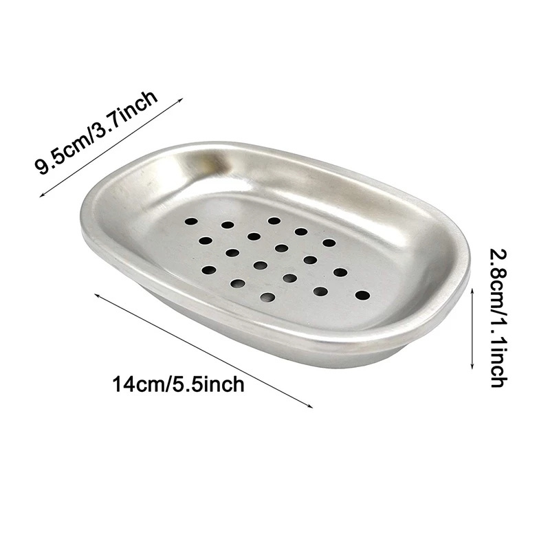 Soap Dish Stainless Steel Kitchen Bathroom Shower Soap Dishes Tray Double Layers