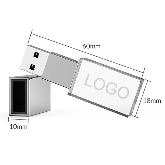 Cristal Transparent USB 3.0 Flash Stick 32G 64gb customized logo crystol USB flash drives linen box Rose Gold Kristall