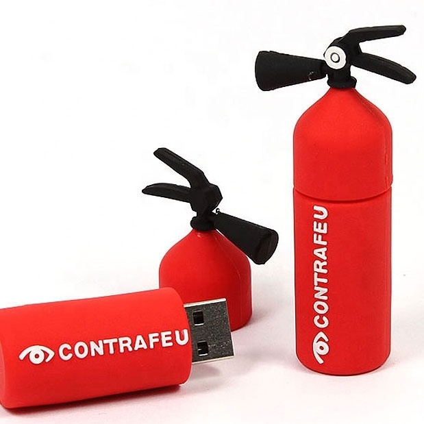 Fire extinguisher shape USB drive, PVC fire brigade USB key, Firefighting USB gift