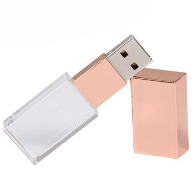 Cristal Transparent USB 3.0 Flash Stick 32G 64gb customized logo crystol USB flash drives linen box Rose Gold Kristall