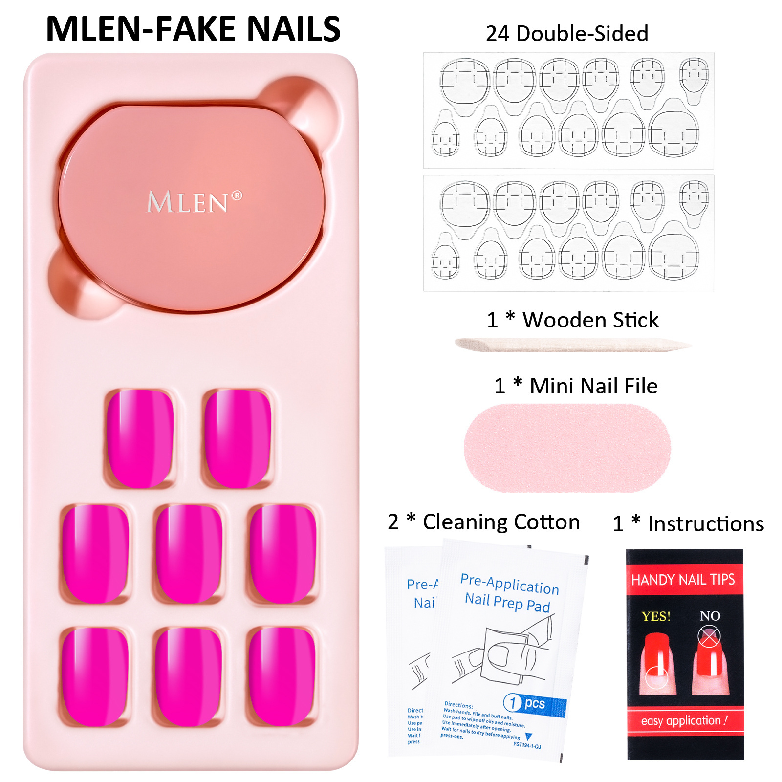 24 Pcs Press on Nails Medium glamnetic nails Almond Glue on Nails False for Women and Girl