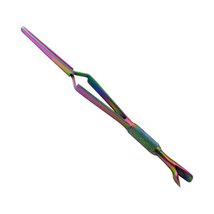 Experience The Magic: Rainbow Multi-color Stainless Steel Double-ended Nail Pusher And Nail Art Wand For Professional Nail Care