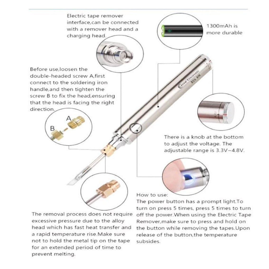 Battery Hair Extensions Tapr Remover Stainless Pen Tool Mini Wireless Power Soldering Iron Portable Cordless