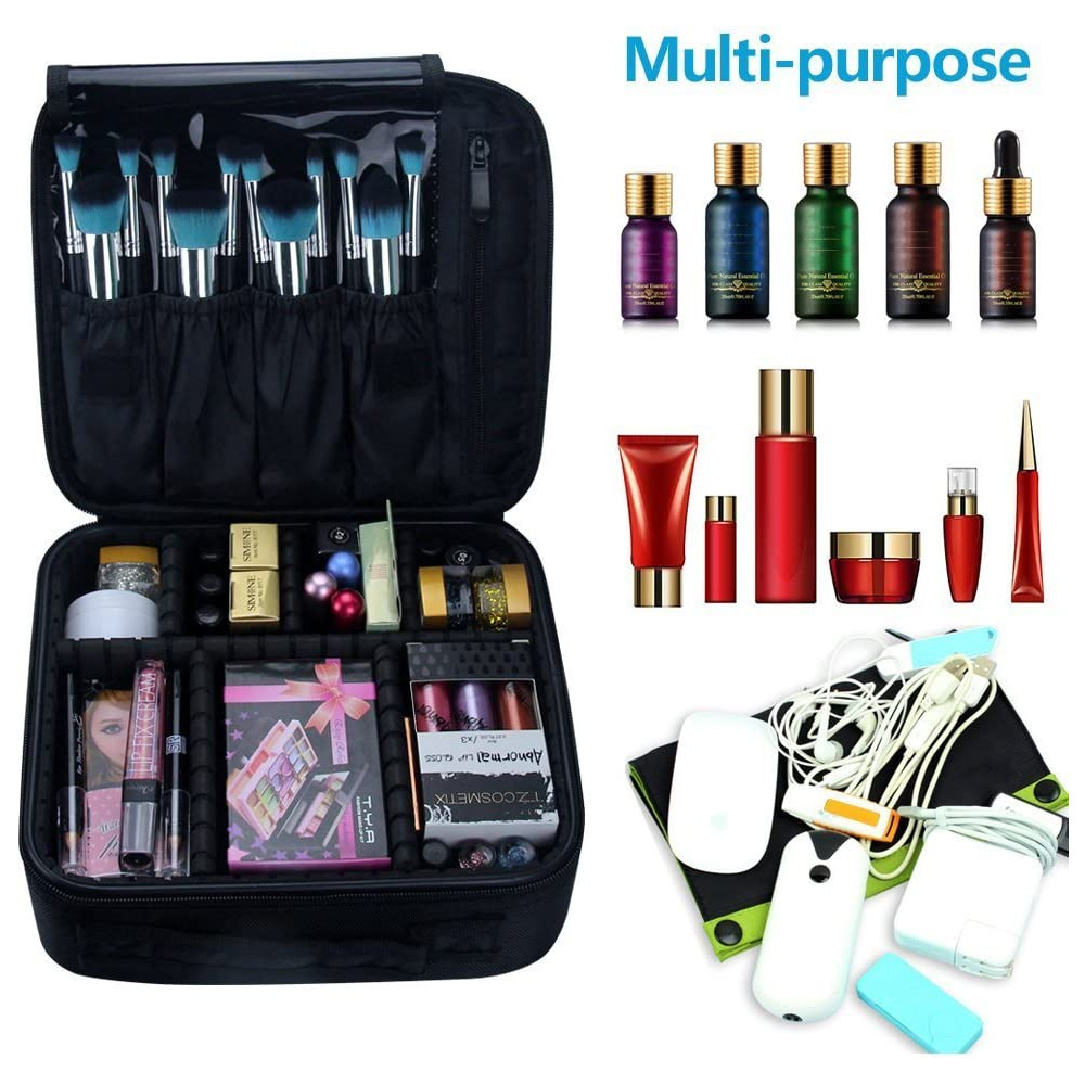 Artist Storage Bag with Adjustable Dividers for Cosmetics Makeup Brushes Toiletry Jewelry Digital Hair Extensions