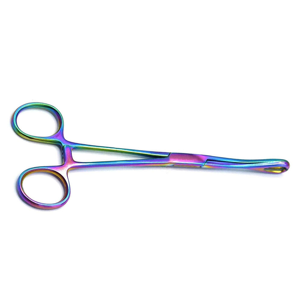 Set Of 2 Multi Titanium Rainbow Color Body Piercing Forceps Kit Hemostat Sponge Clamp 7