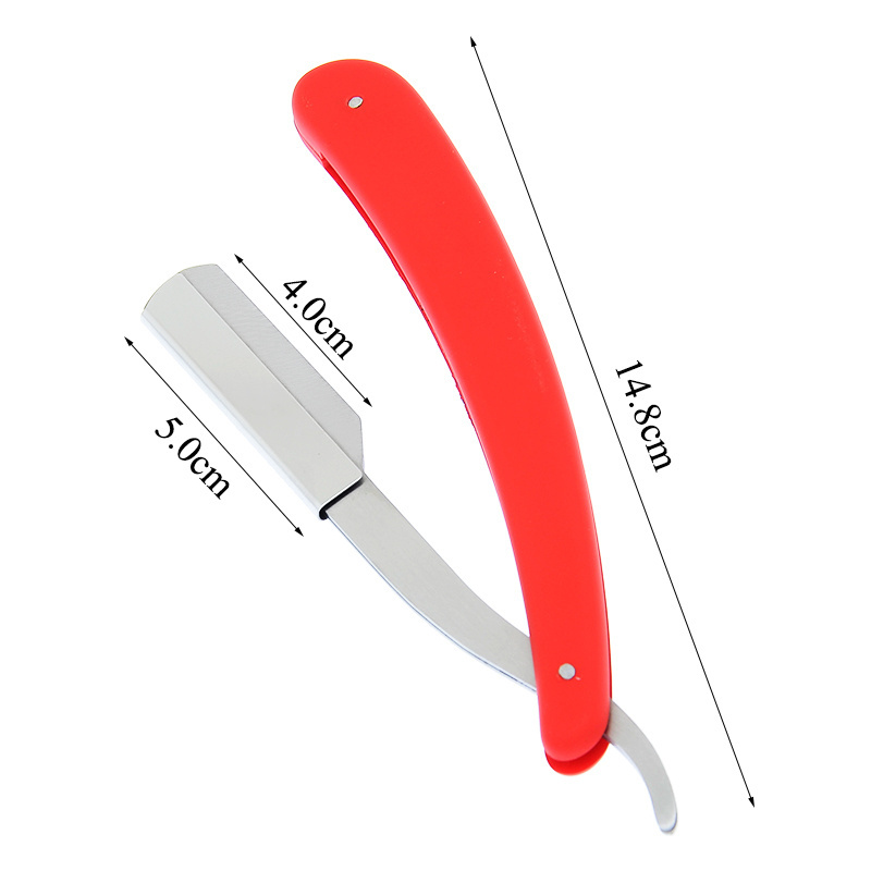 Red Barber Handle Razor Japanese Style Men's Beard Cutting Shaving Razor Holder Straight Razor