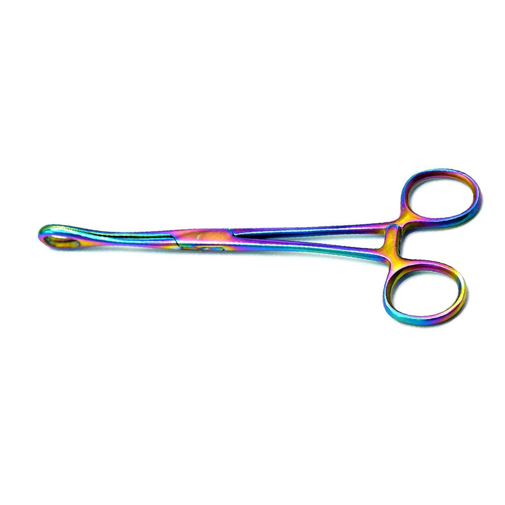 Set Of 2 Multi Titanium Rainbow Color Body Piercing Forceps Kit Hemostat Sponge Clamp 7