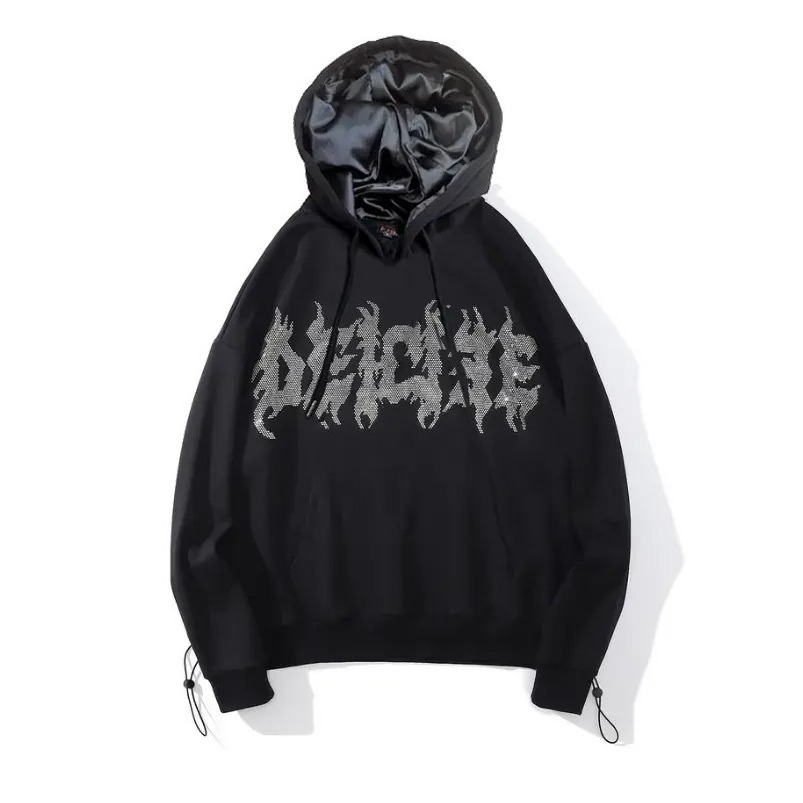 Custom Rhinestone Print logo 100% cotton zipper heavyweight blank full face zip up hoodie Men