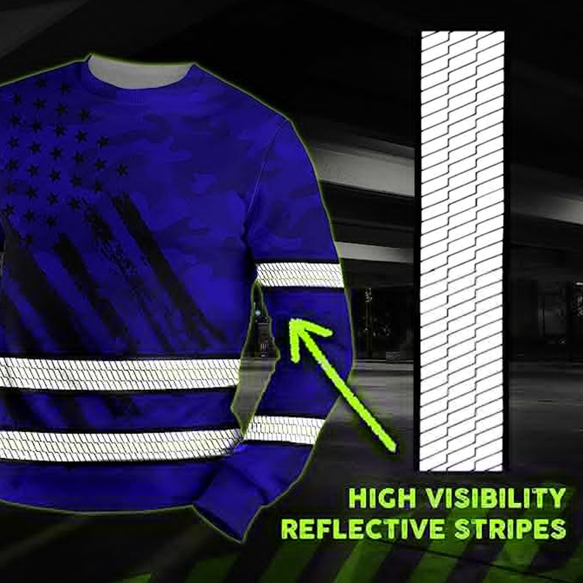 T Shirts for Men with Long Sleeve Stripes Safety Reflective High Visibility Work Shirt For Man Women Workwear