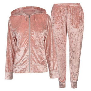 Custom Color Design High Quality Women Custom Blank Velour Tracksuit | custom Breathable velour tracksuit