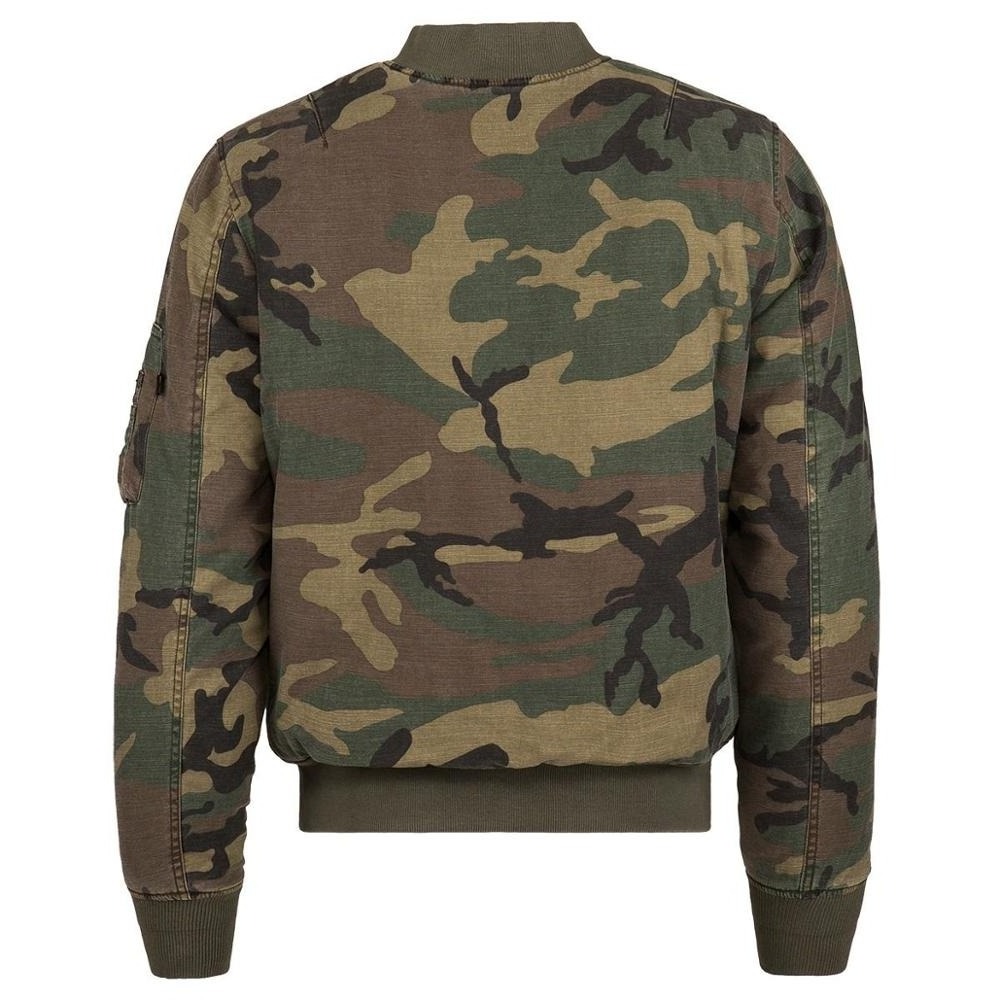 Wholesale Design Apparel All over Slim Fit Camouflage Print Rib Trim Men's Camo Bomber Jacket