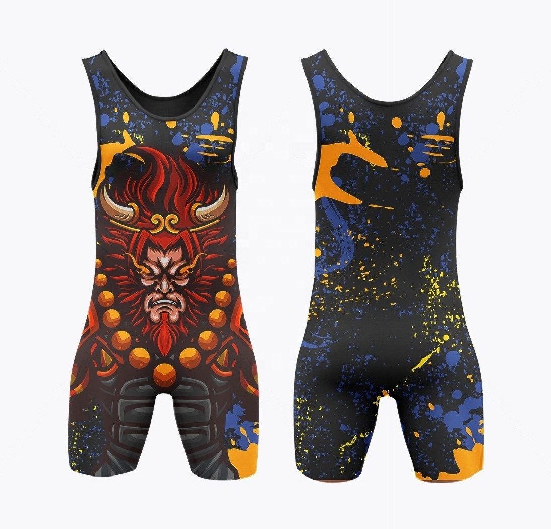 Wholesale Colorful Unisex Gym Wrestling Singlet New Arrival Men Wrestling Singlet In Spandex Polyester