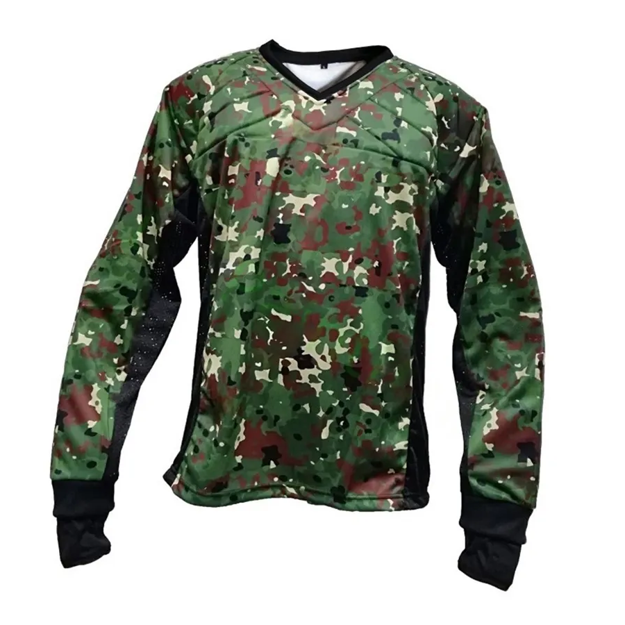 Long Sleeve Custom Sublimation Camouflage Paintball Jersey With Quick Drying Technology And Adjustable Cuffs For A Perfect Fit