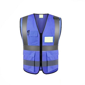 Vest Blue Color Running Work Clothes For Construction Men Hi Vis Workwear Reflective Construction Workwear Overalls Safety Vests