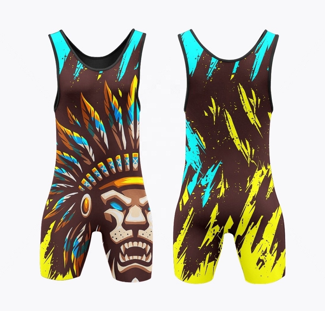 Wholesale Colorful Unisex Gym Wrestling Singlet New Arrival Men Wrestling Singlet In Spandex Polyester