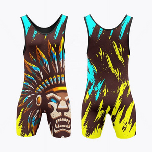 Wholesale Colorful Unisex Gym Wrestling Singlet New Arrival Men Wrestling Singlet In Spandex Polyester